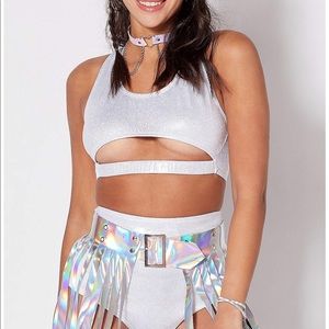 Spensers silver/white rave festival Bra